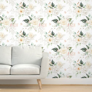 Lennox's Blush & Gold Secret Garden Floral Removable Wallpaper