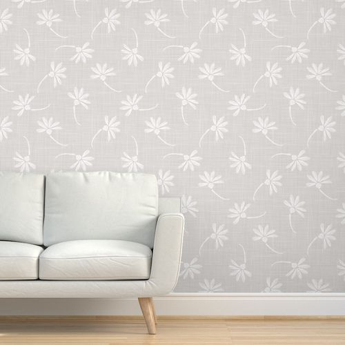 Grey Linen Daisy's Removable Wallpaper
