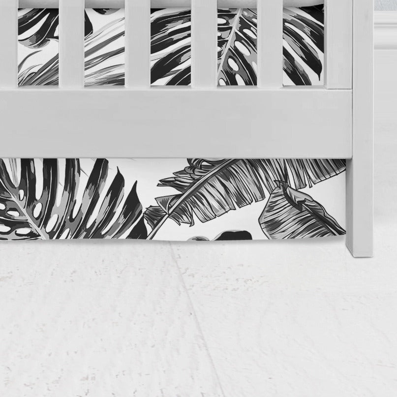 Bae's Black and White Palm Leaf Crib Skirt