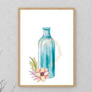 Sea Glass Blue Bottle Printable Wall Art