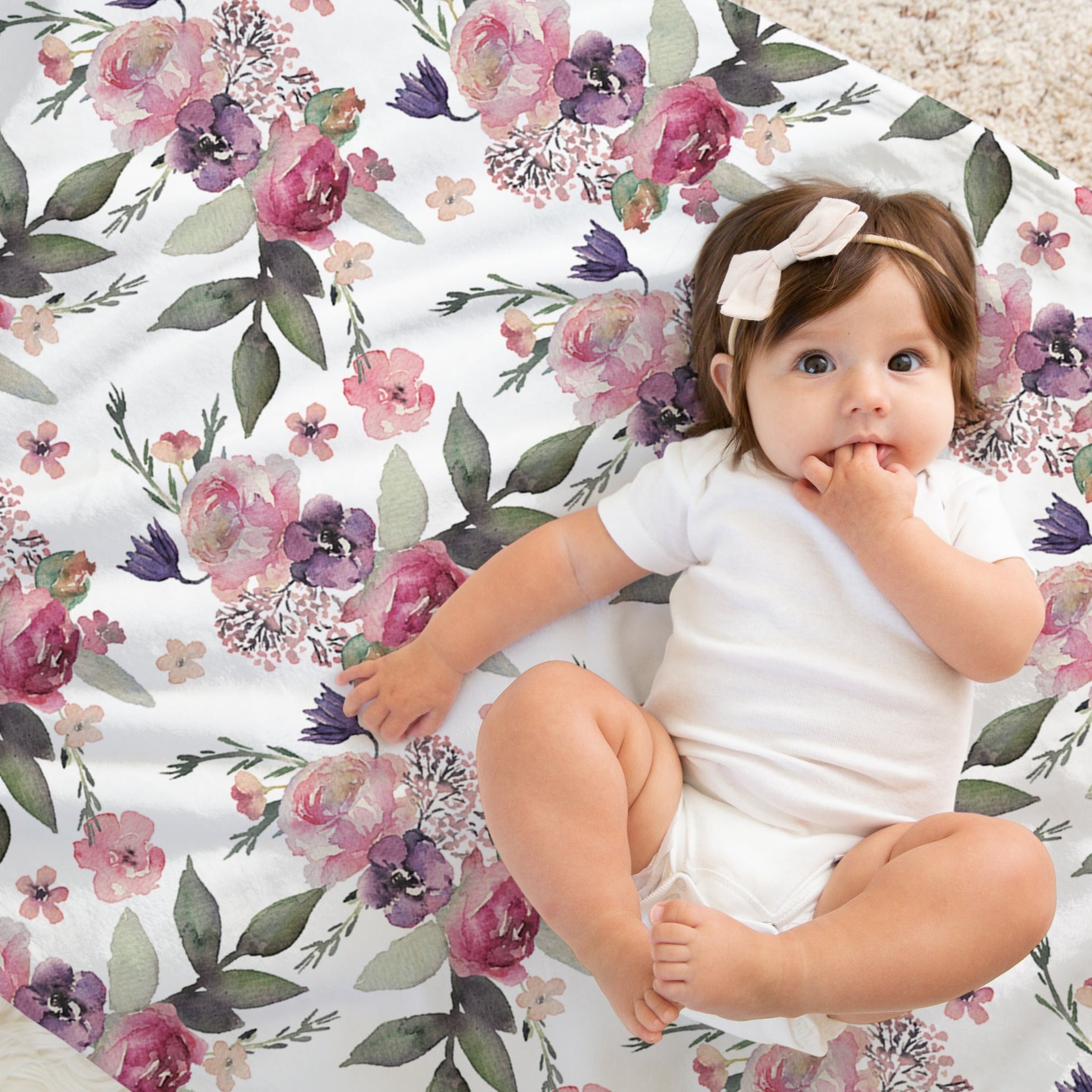 Burgundy and Mauve Floral Blanket