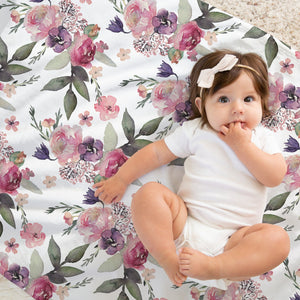 Burgundy and Mauve Floral Blanket