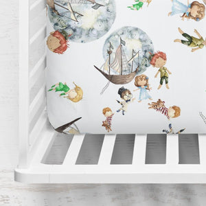 Peter Pan in White Crib Sheet
