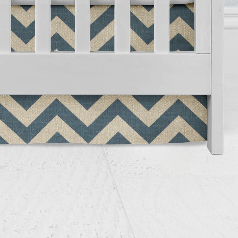 Denim Zig Zag Crib Skirt