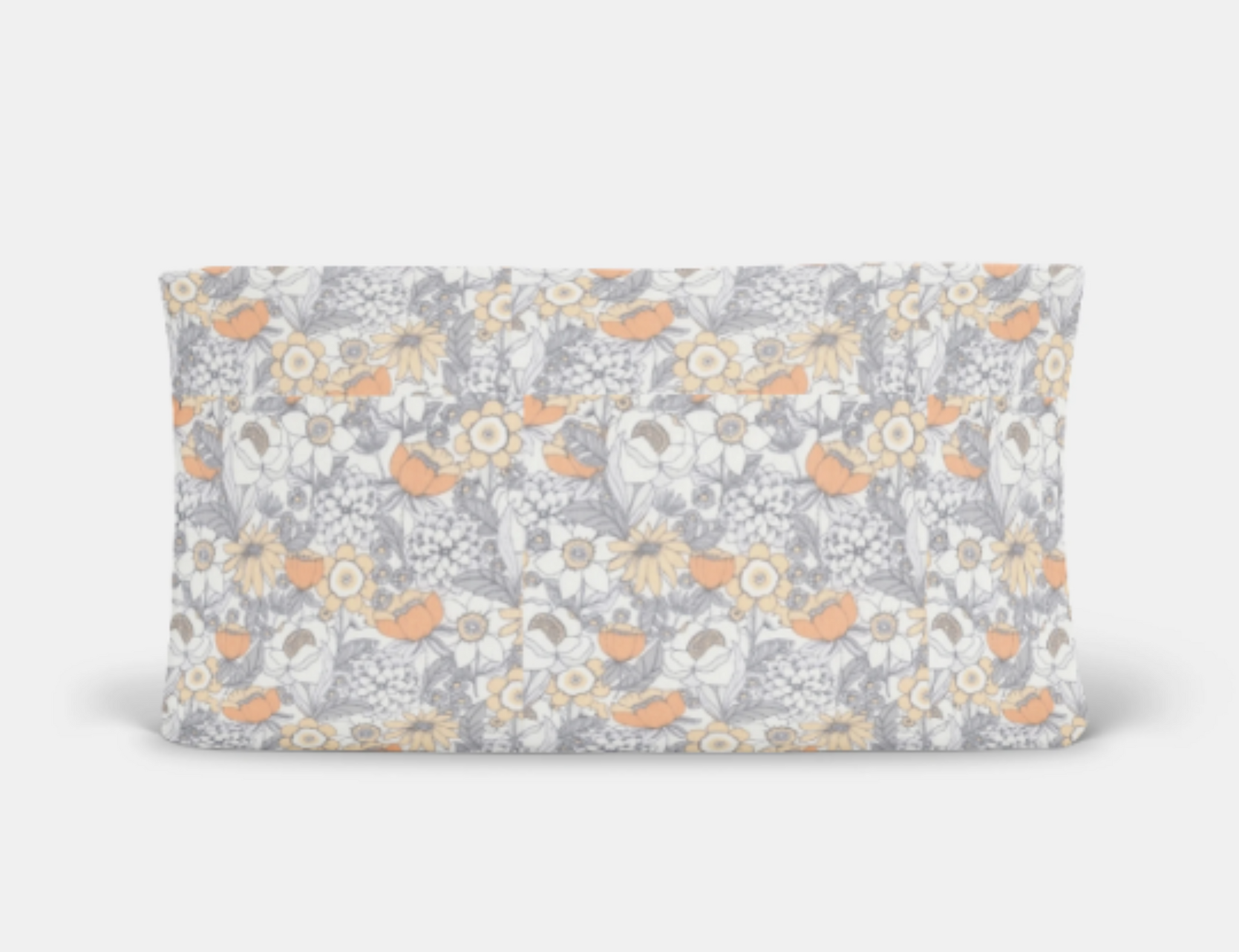 Grey & Peach Floral Changing Pad Cover