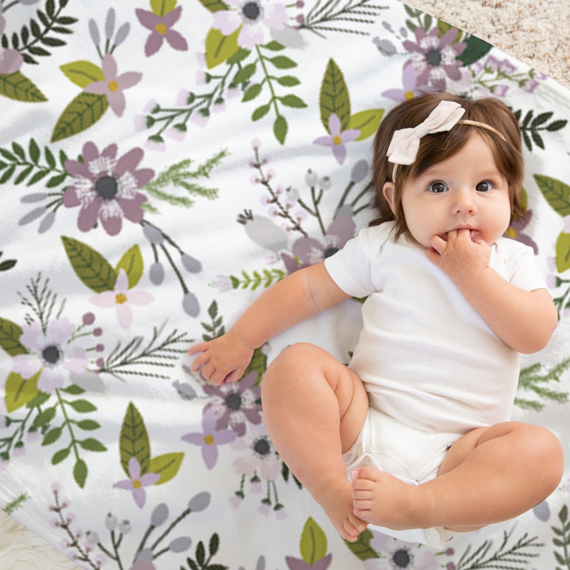 Purple Floral Baby Blanket