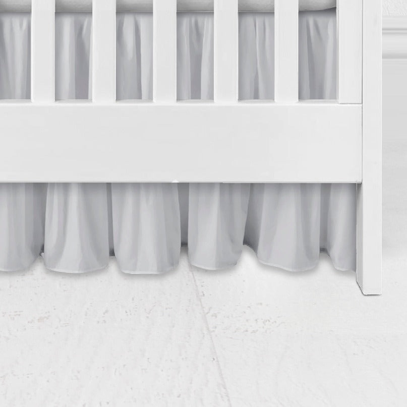 Solid Silver Ruffle Crib Skirt