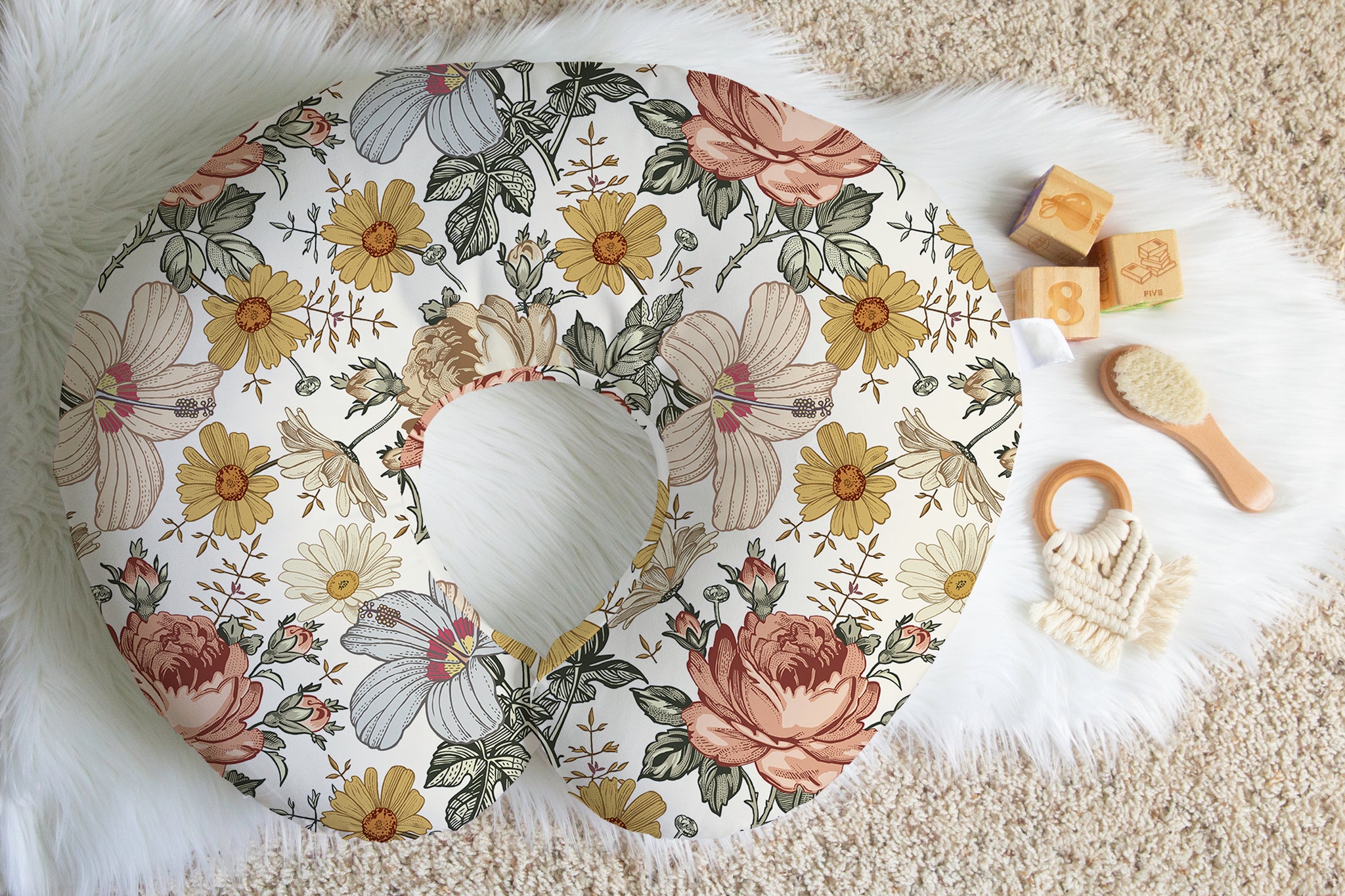Floral Nursing Pillow Cover